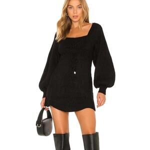 Free People Emiline square neck sweater dress long puff sleeve small